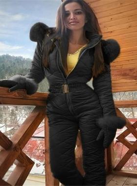 one parka piece zipper women jumpsuits sashes tracksuits