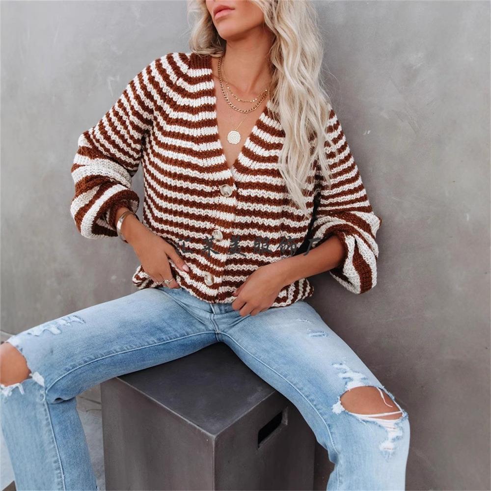 Women for Jacket Knitted Cardigan Striped Size Large Loose