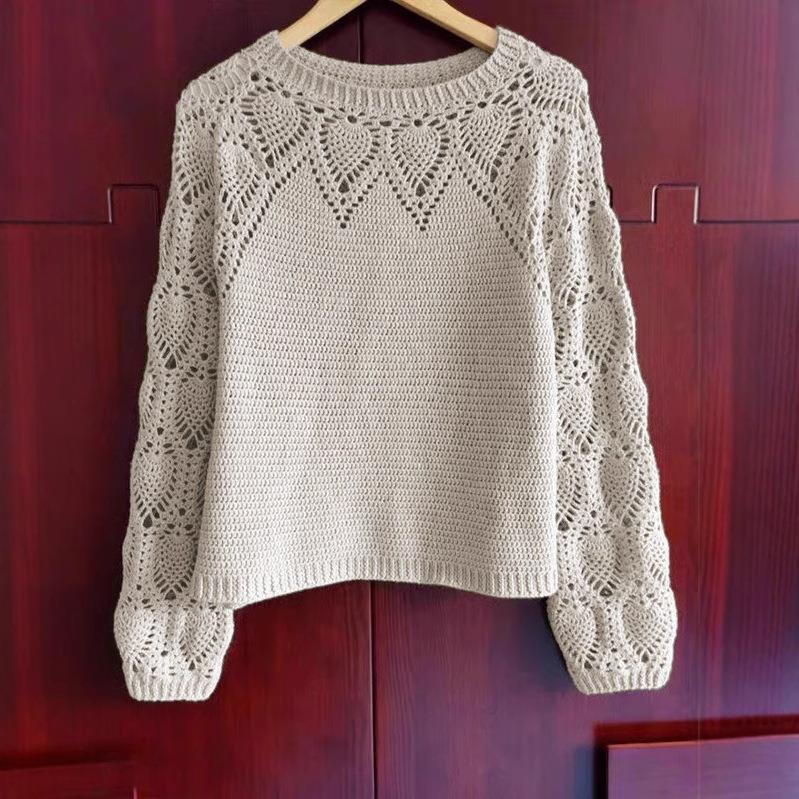 hollow loose sweater wool female for new blend autumn color