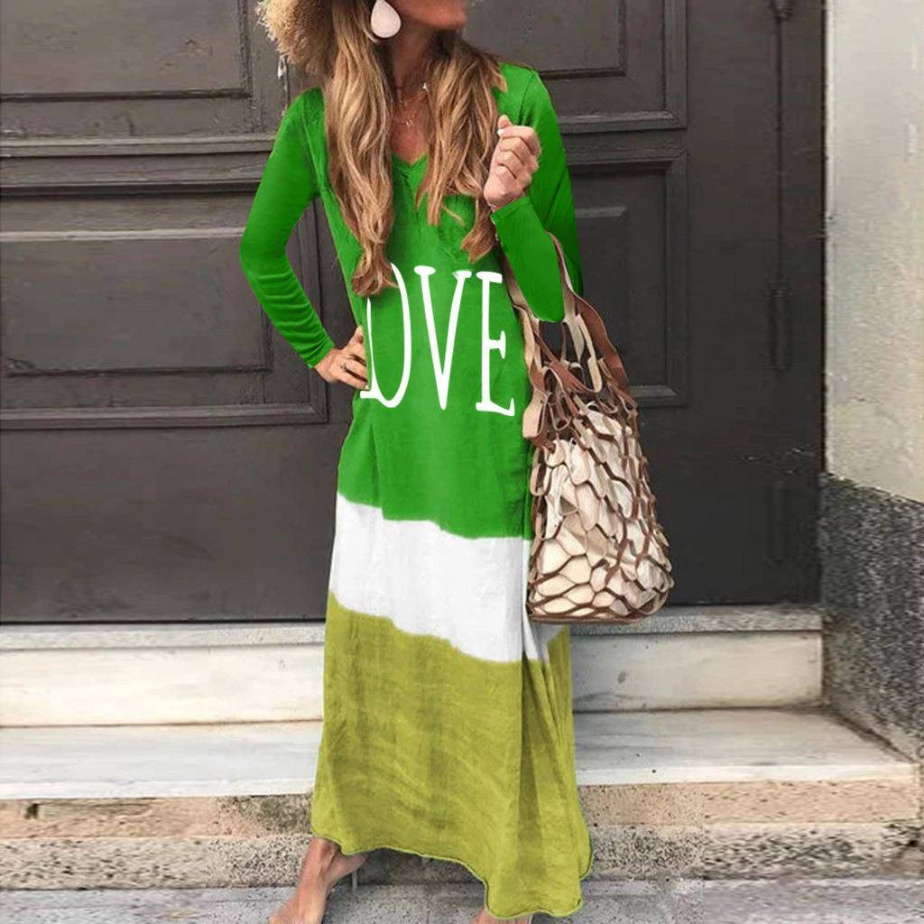 Plus size womens skirt fashionable contrast color long