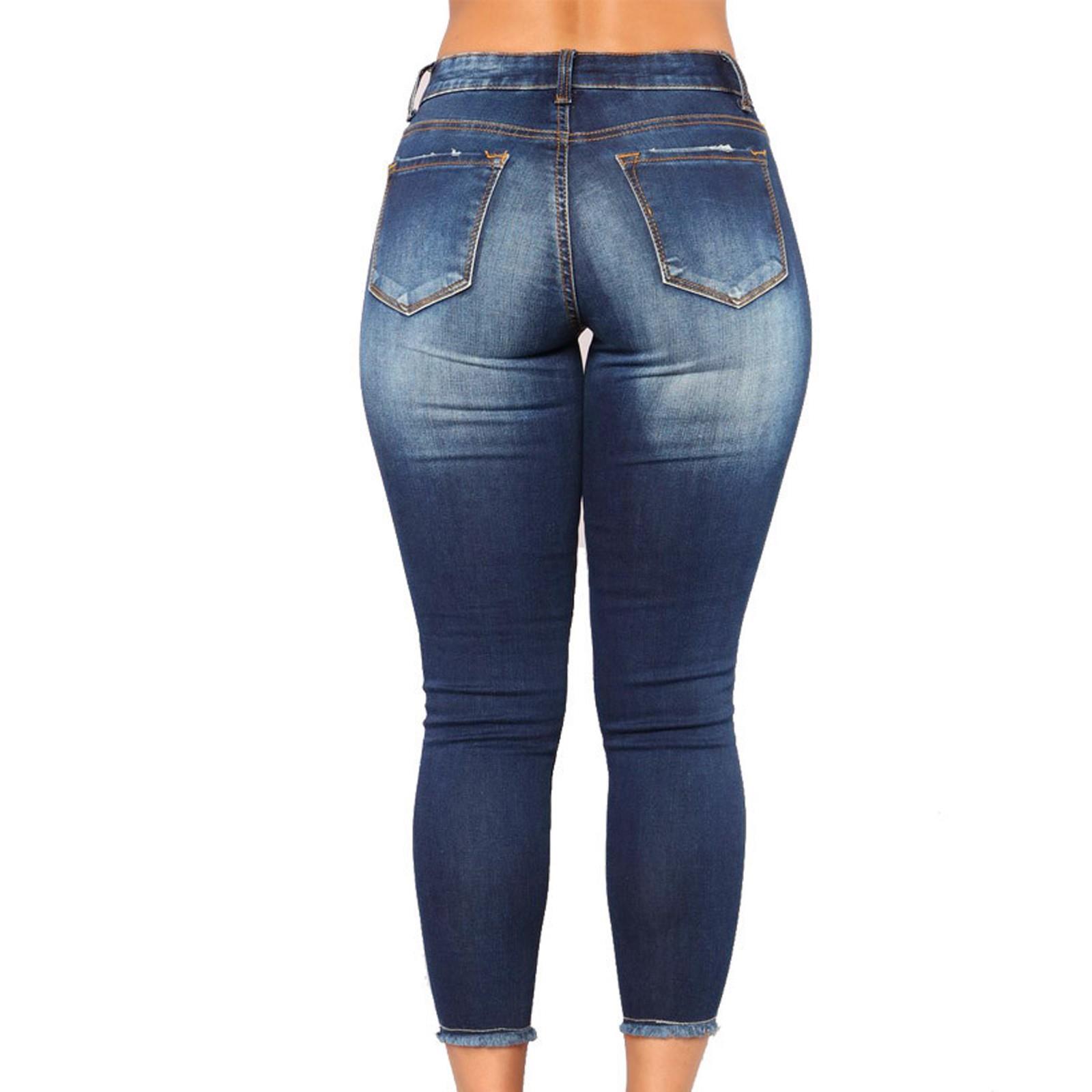 The store is fully stocked with high waist elastic ripped