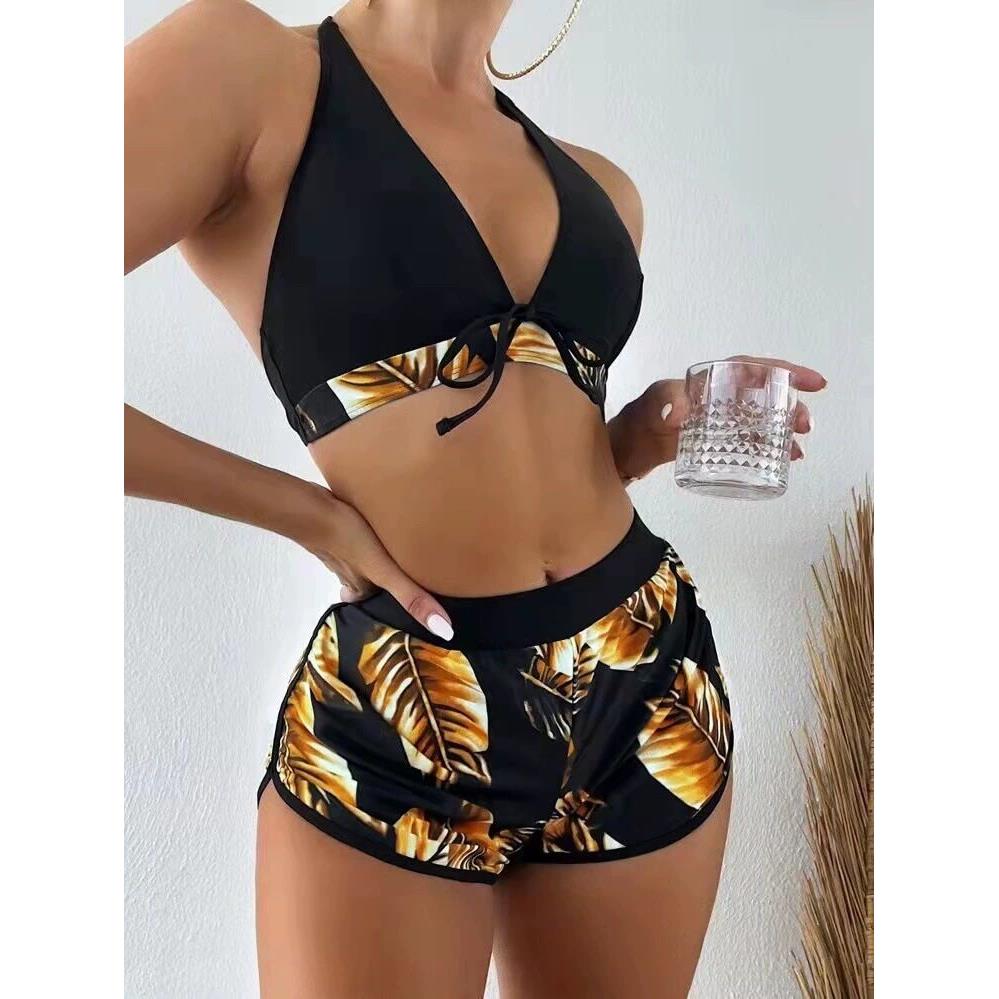 split resort three-point skirt marble spring bikini women