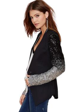 Plus size suit jacket for women sequined slim fit casual