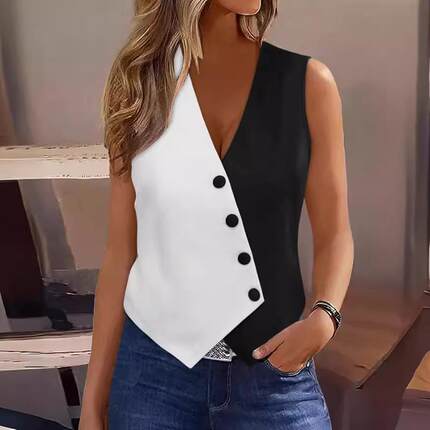 button front vest womens blazer