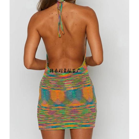 two-piece lady sets skirt hip slim-fit and striped backless