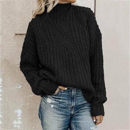 women autumn and winter pullover sweater turtleneck cropped