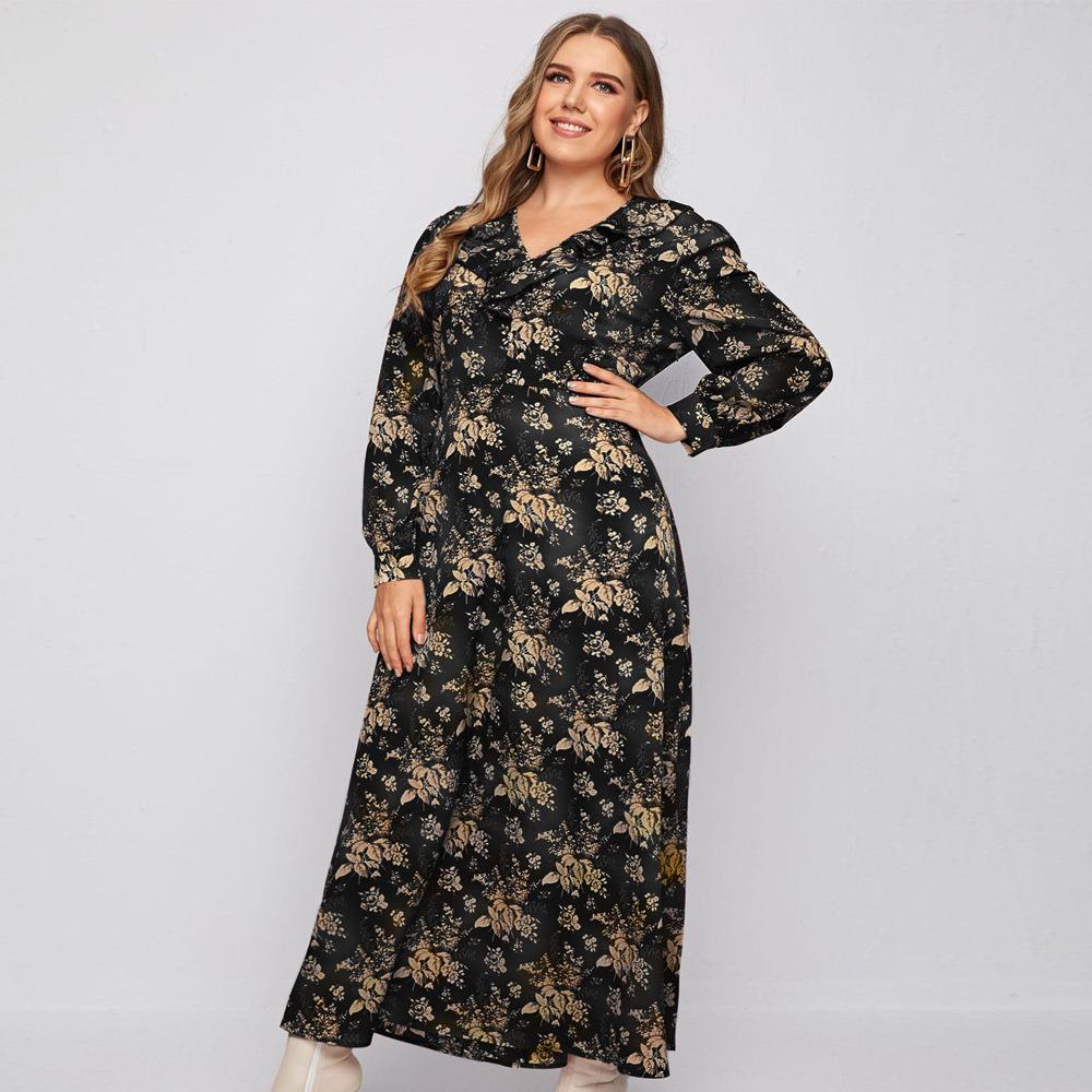 Fashionable plus size women's digital woven dress now
