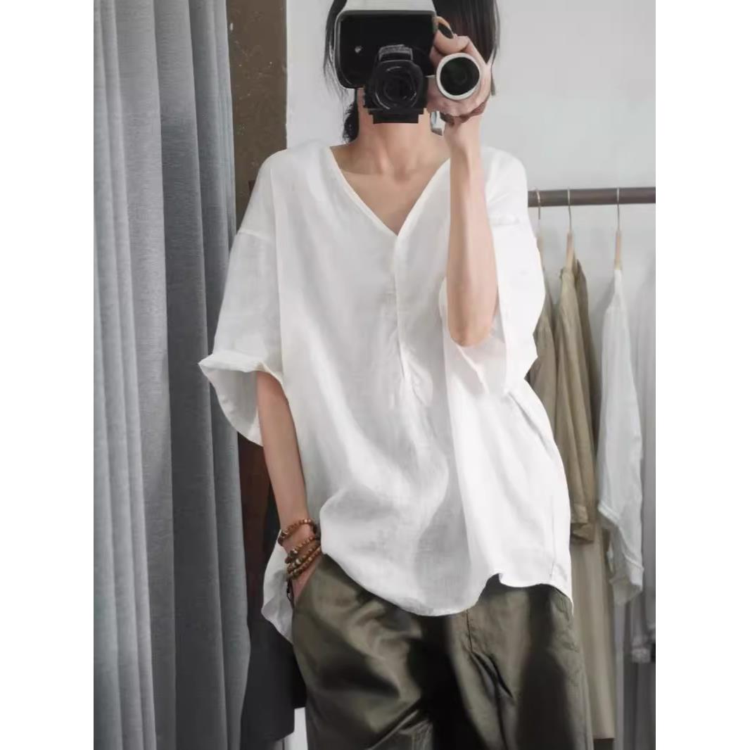 large casual linen fat shirt women loose and womens for