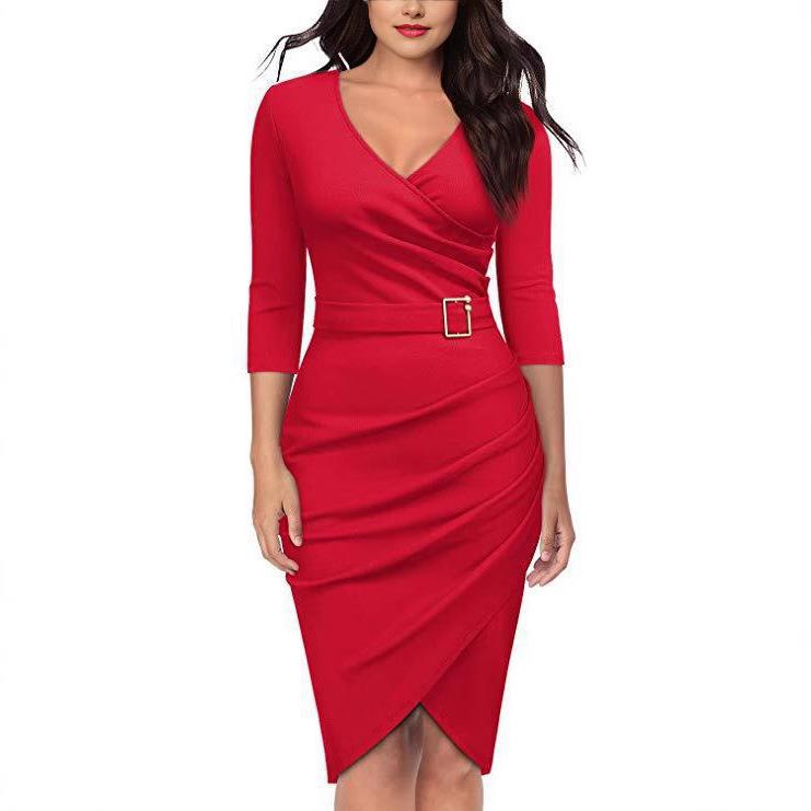 women for dress party dinner office V-neck sleeves