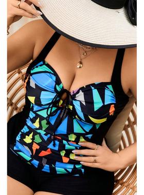 Bikini Size Large Sexy Shoulder Colorblocked