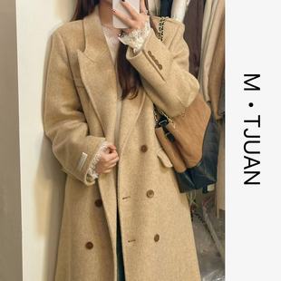 魔西MOXI【布拉格】25新款正肩气质复古双面羊毛呢子大衣外套女装