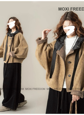 【松弛切片】秋冬新款小个子短款休闲可拆卸帽子双面羊毛大衣外套
