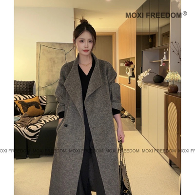 魔西MOXI 【人生大衣】新款休闲棕熊中长款双面羊毛大衣外套女装