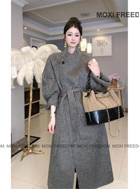 【人生大衣】25年秋冬新款熊棕灰腰带款休闲中长款双面羊毛大衣外