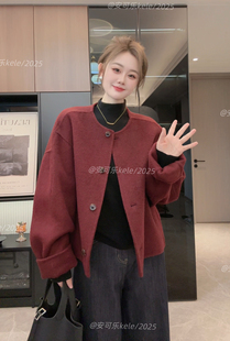 宽松小个子短款 25年韩版 双面羊毛呢大衣外套 卡瑞斯 魔西MOXI