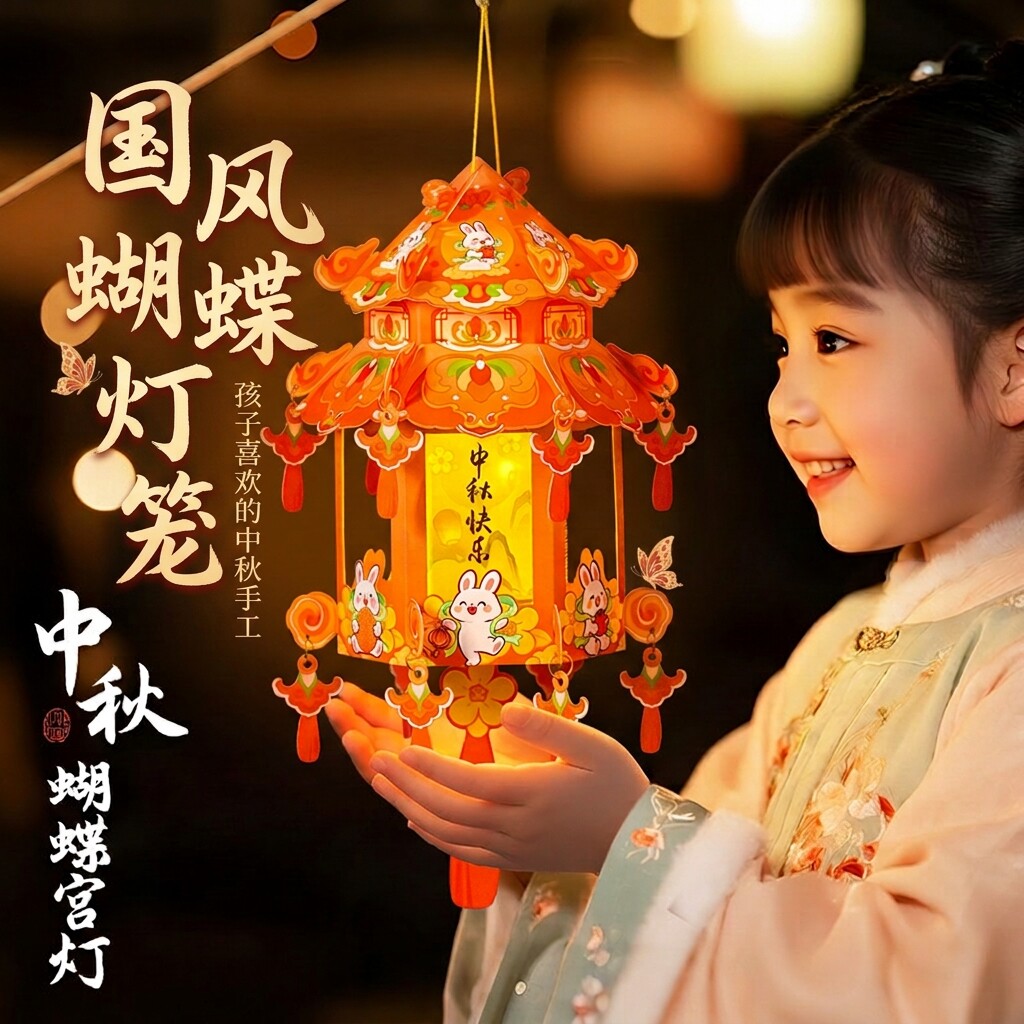 中秋节灯笼手工制作工艺品2026新款儿童玩具古风灯全套diy材料包