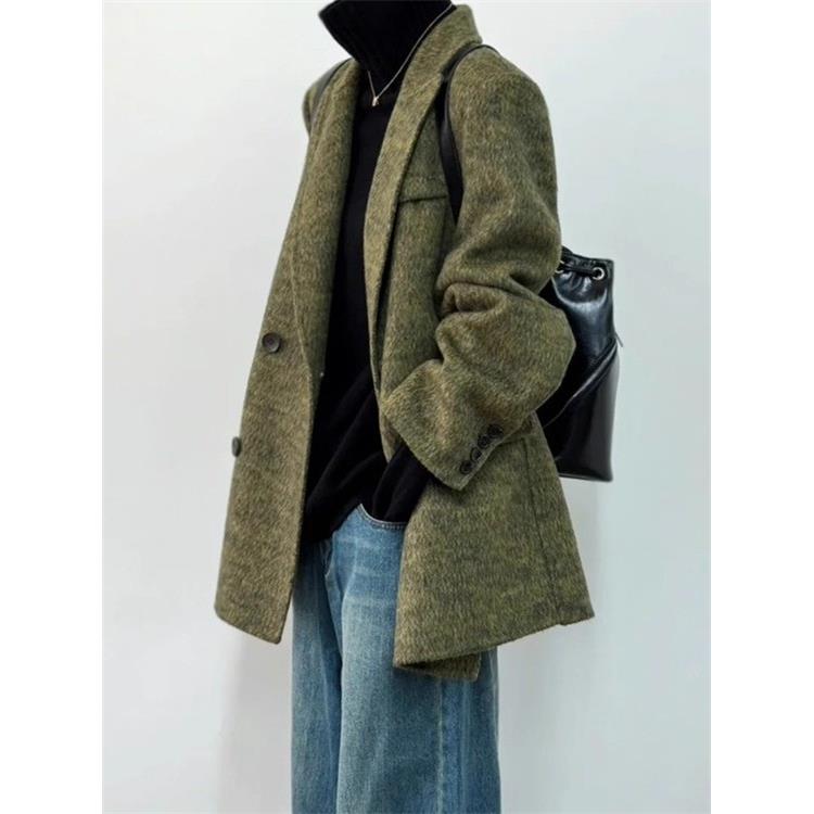 西装羊毛羊绒大衣女短款2025秋冬季新款毛呢外套小个子韩系高级感