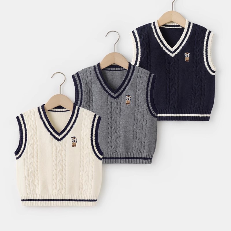 男童学院风针织背心毛衣马甲秋装