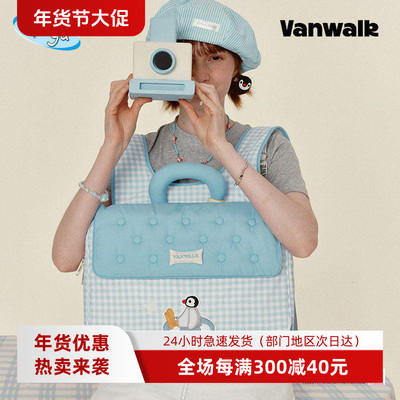 VANWALK Pingu小众设计企鹅双肩包女生ins休闲痛15.6寸手提电脑包