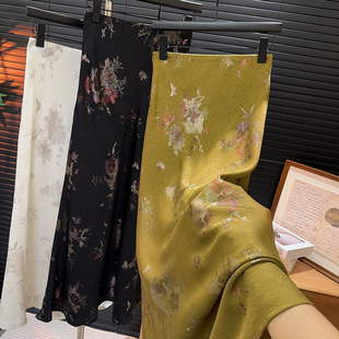 satin printed High fishtail dress waisted 高腰緞面印花魚尾裙