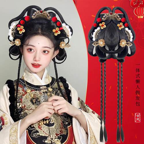 汉服假发一体式新年款懒人