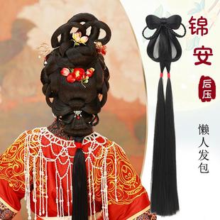汉服假发一体式古风明制百搭少女后压蝴蝶结发包古装唐风复原发髻