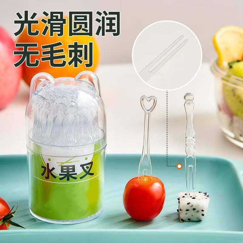 家用便携一次性水果叉透明小叉子