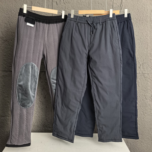 太厚实了！秋冬男士加绒加厚护膝防风锁温保暖直筒宽松棉裤休闲裤