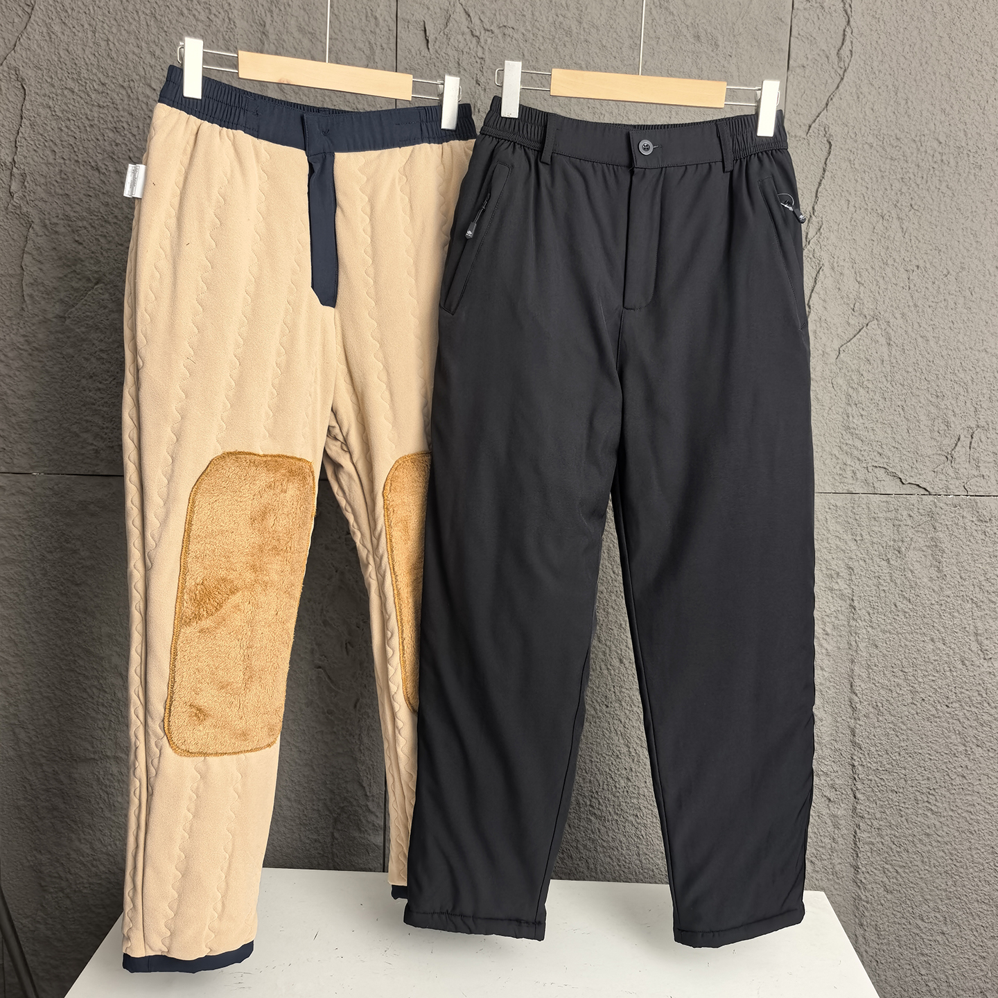 加绒加厚防风直筒休闲裤冬季男士