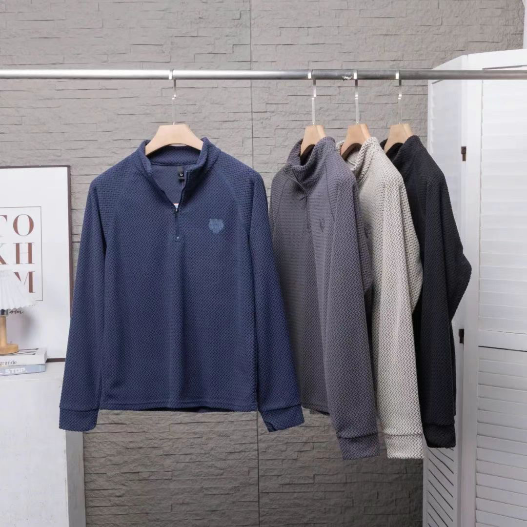 经典虎头！水洗波浪纹肌理面料！春季新品男女半拉链抓绒卫衣外套