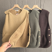 岛国单 380g超细摇粒绒羊羔绒保暖秋冬男女圆领休闲背心套头马甲