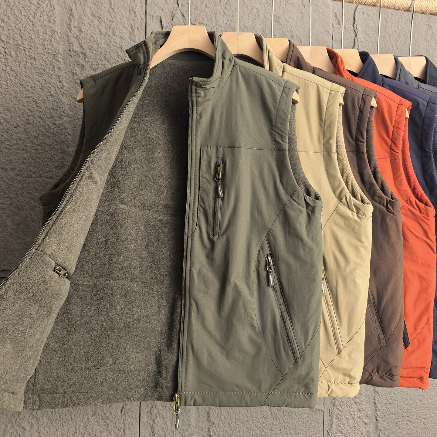 美式工装风！双面穿多口袋立领马甲防风加绒保暖背心拉链坎肩外套,男装,常规马甲,淘宝优惠券,粉丝福利购,淘宝优惠卷