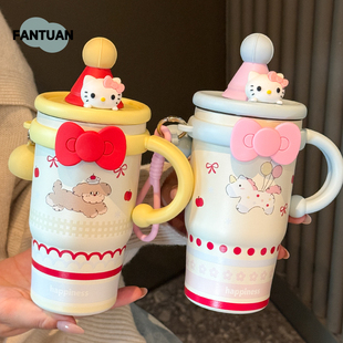 保温杯女生高颜值2025新款吸管杯可爱学生上学专用咖啡大容量水杯