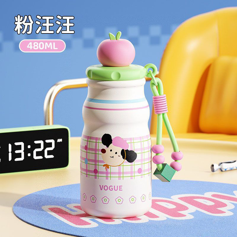 可爱苹果头高颜值2025新款吸管杯学生上学专用咖啡杯便捷牛奶水杯