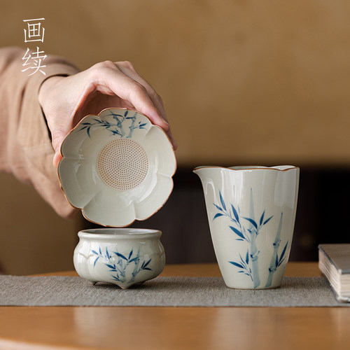 釉下彩全陶瓷过滤孔茶漏组合