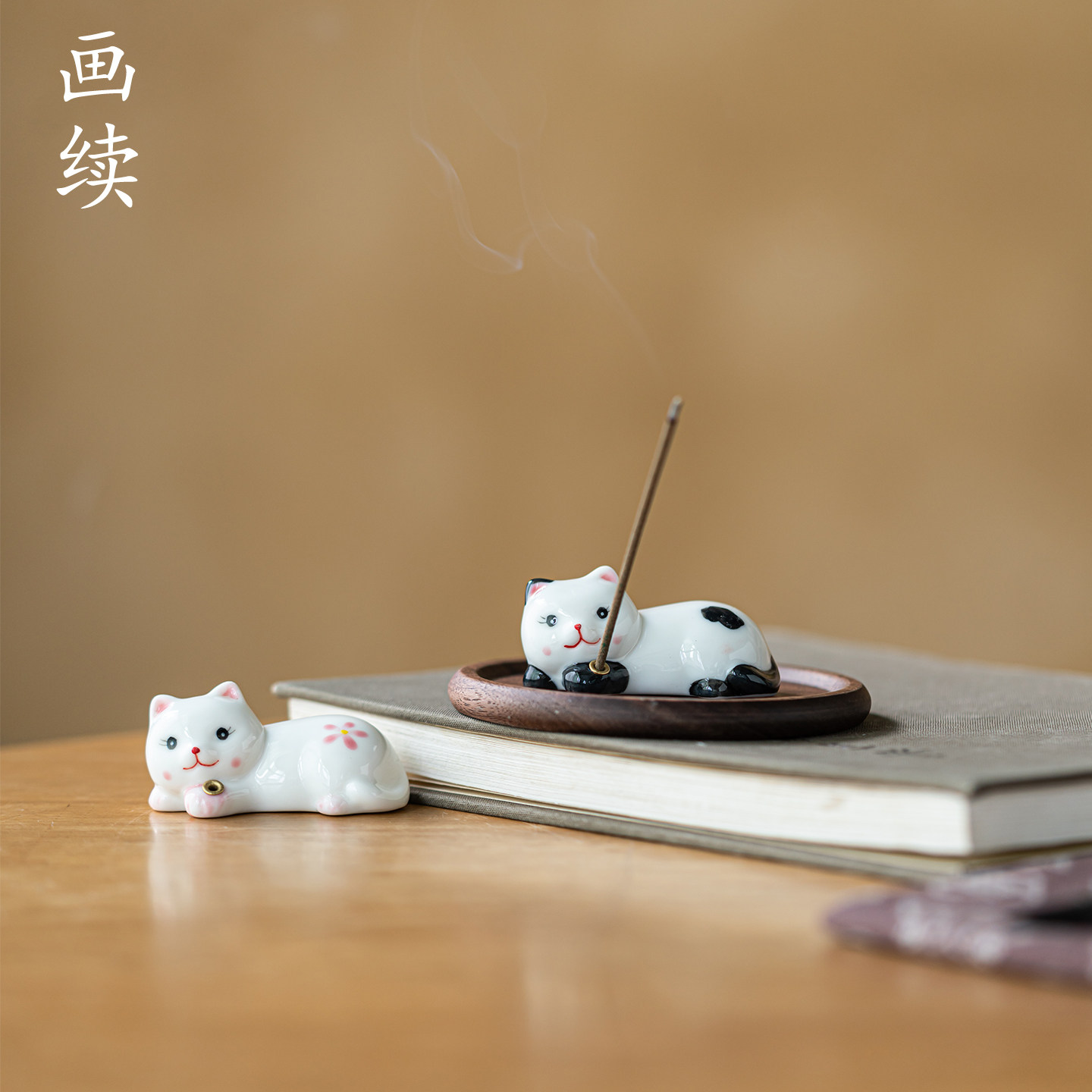 画续猫咪趴姿香插陶瓷中式禅意摆件复古家用香道香炉创意工艺礼品,餐饮具,茶道/香炉,淘宝优惠券,粉丝福利购,淘宝优惠卷