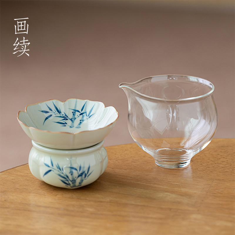 画续盈月玻璃公道杯套组