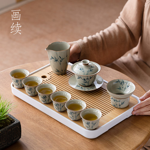 自用送礼佳品手绘竹子功夫茶具