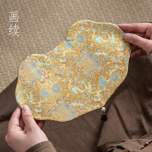 画续国风织锦浮光金小猫干泡席双面家用茶室禅意双面布茶桌垫茶席