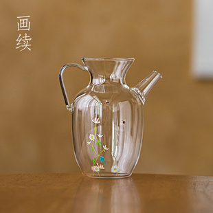 画续高硼硅玻璃花茶泡茶壶煮茶壶耐高温家用加厚透明凉水壶执壶