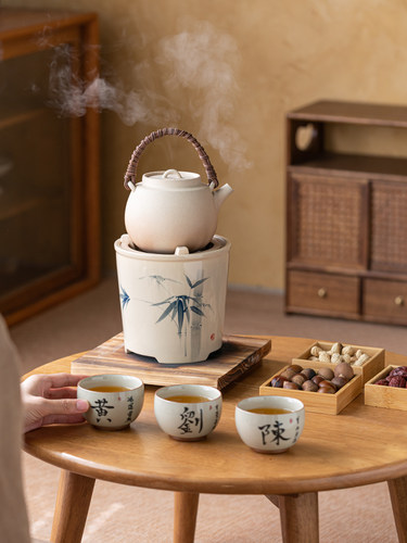 画炭火炭茶锅炉茶炉炭炉茶壶健康苏打釉吊梁陶罐中国风