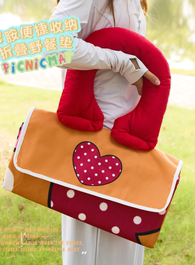 多巴胺橙色野餐垫趣味户外露营垫公园帐篷内垫地垫加厚防水防潮垫