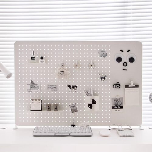 立式洞洞板桌面免打孔可立式电脑书桌办公室隔板挡板收纳展示架子