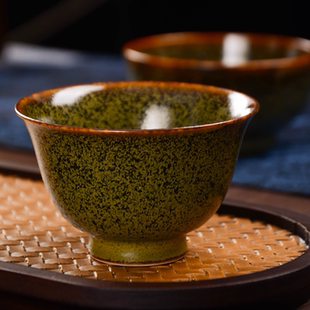 聚品阁 景德镇茶叶末釉主人杯品茗杯单杯纯手工高温陶瓷茶具90ml