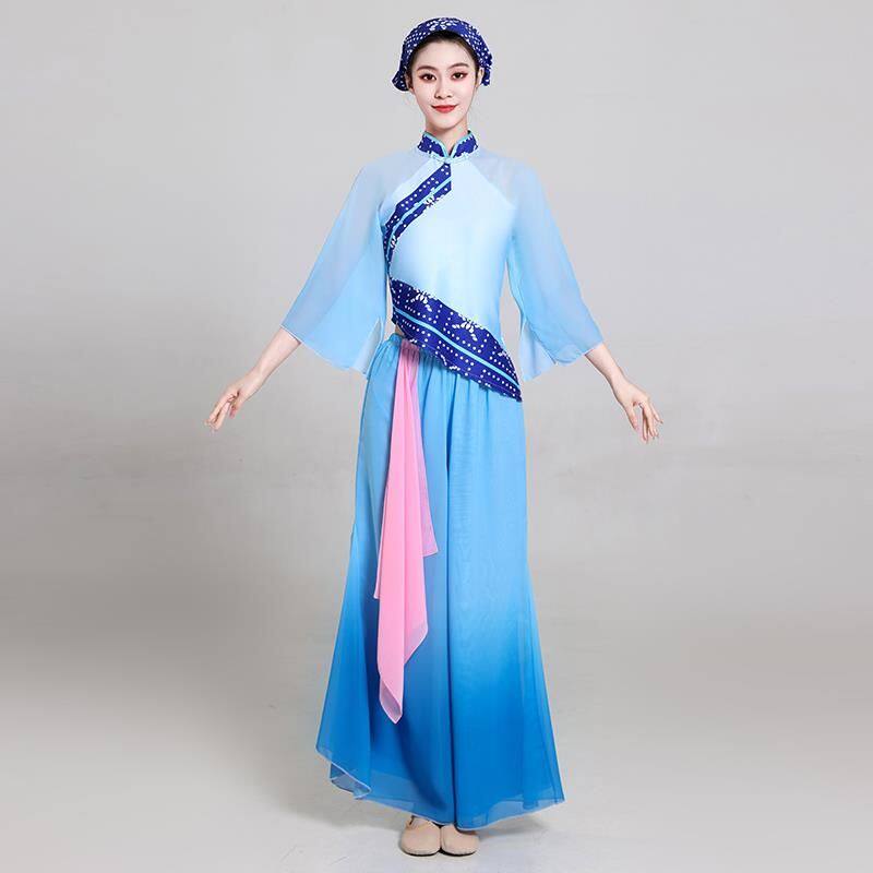 2024春晚采茶舞曲伴舞演出服新款采茶舞服装广场舞套装民族舞蹈服