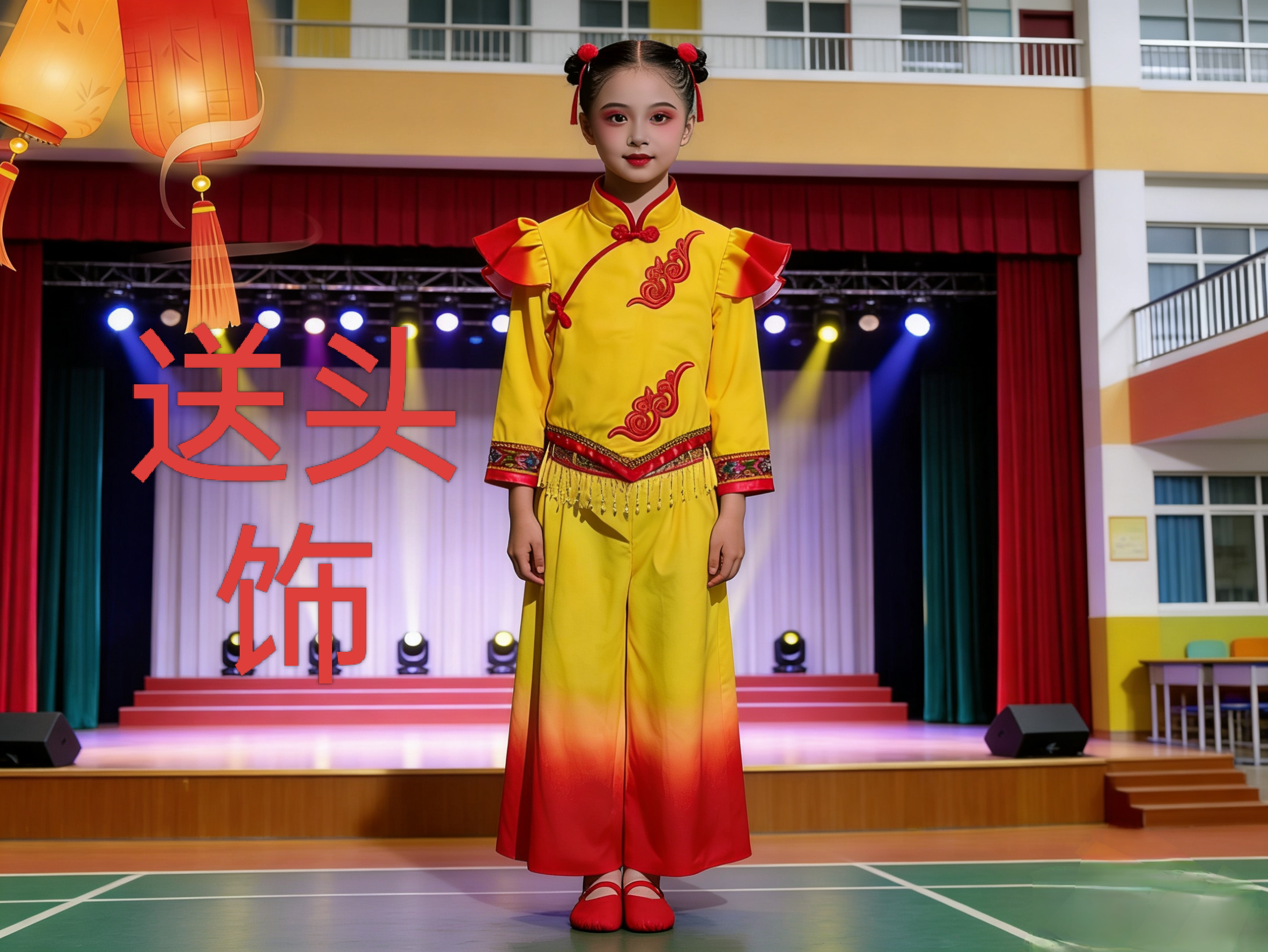 灯忆故乡情儿童古典舞演出服手提灯笼道具喜庆服少儿舞蹈服表演服