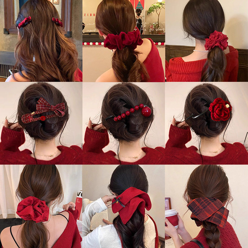 新年红色花朵发夹后脑勺盘发扭扭2026新款秋冬毛绒一字鸭嘴夹头饰,饰品/流行首饰/时尚饰品新,民族风发饰,淘宝优惠券,粉丝福利购,淘宝优惠卷