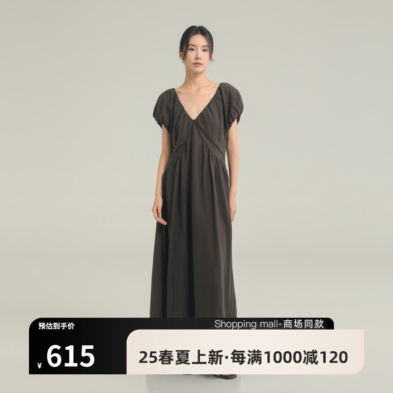 AIRIQI25夏新款V领连衣裙