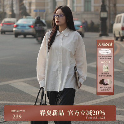 AIRIQI春季新款长袖翻领全棉衬衫