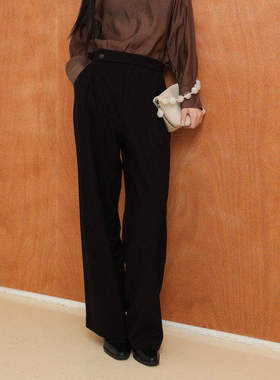 AIRIQI秋季新款休闲简约高腰垂感阔腿长裤西装裤休闲裤AH43CK393